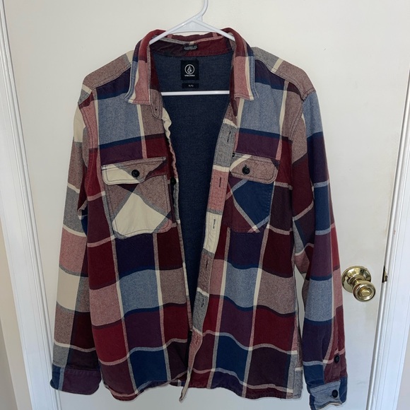 Volcom Thermal Lined Flannel Men XL red and navy - Picture 1 of 3